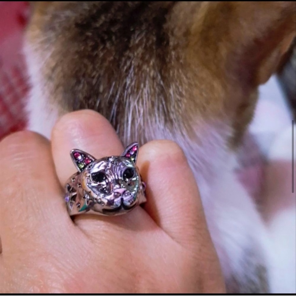 🆕 Sterling Silver Handmade Zirconia Cat Ring - Picture 5 of 12
